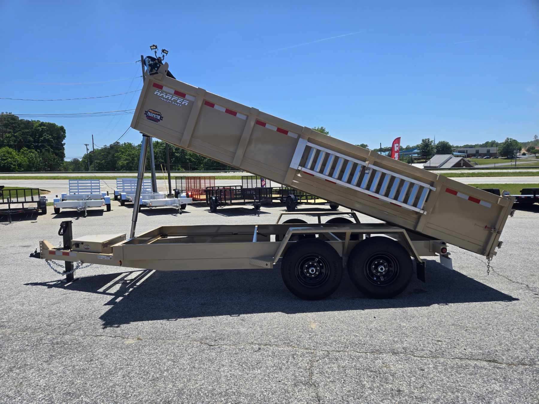 New 2026 PROSPECTOR 14K 7X16 TELESCOPING DUMP TRAILER 2' WALLS WITH SPREADER GATE