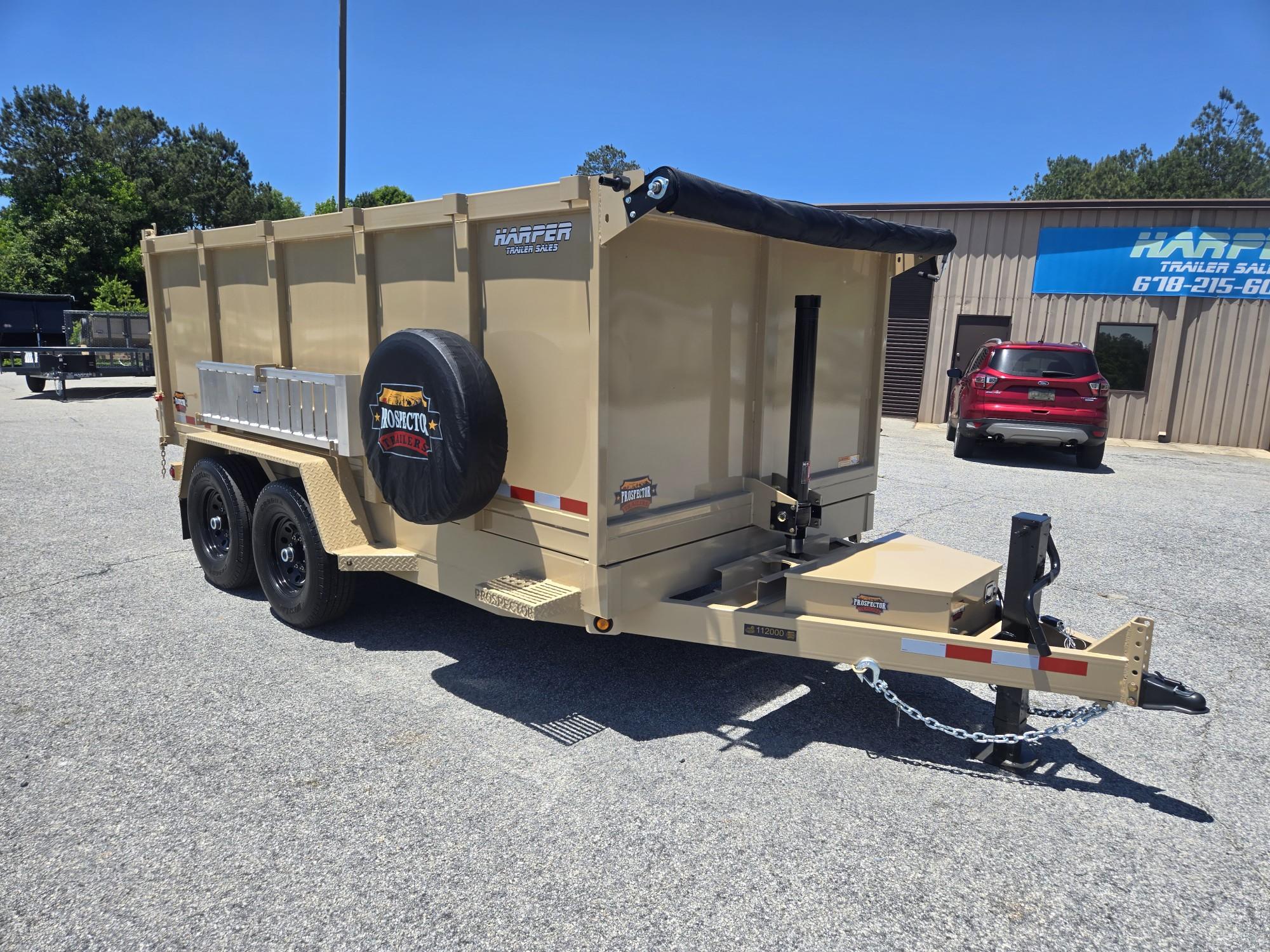 New 2026 PROSPECTOR 7X14 14K TELESCOPING DUMP TRAILER WITH 4' WALLS AND SPARE TIRE