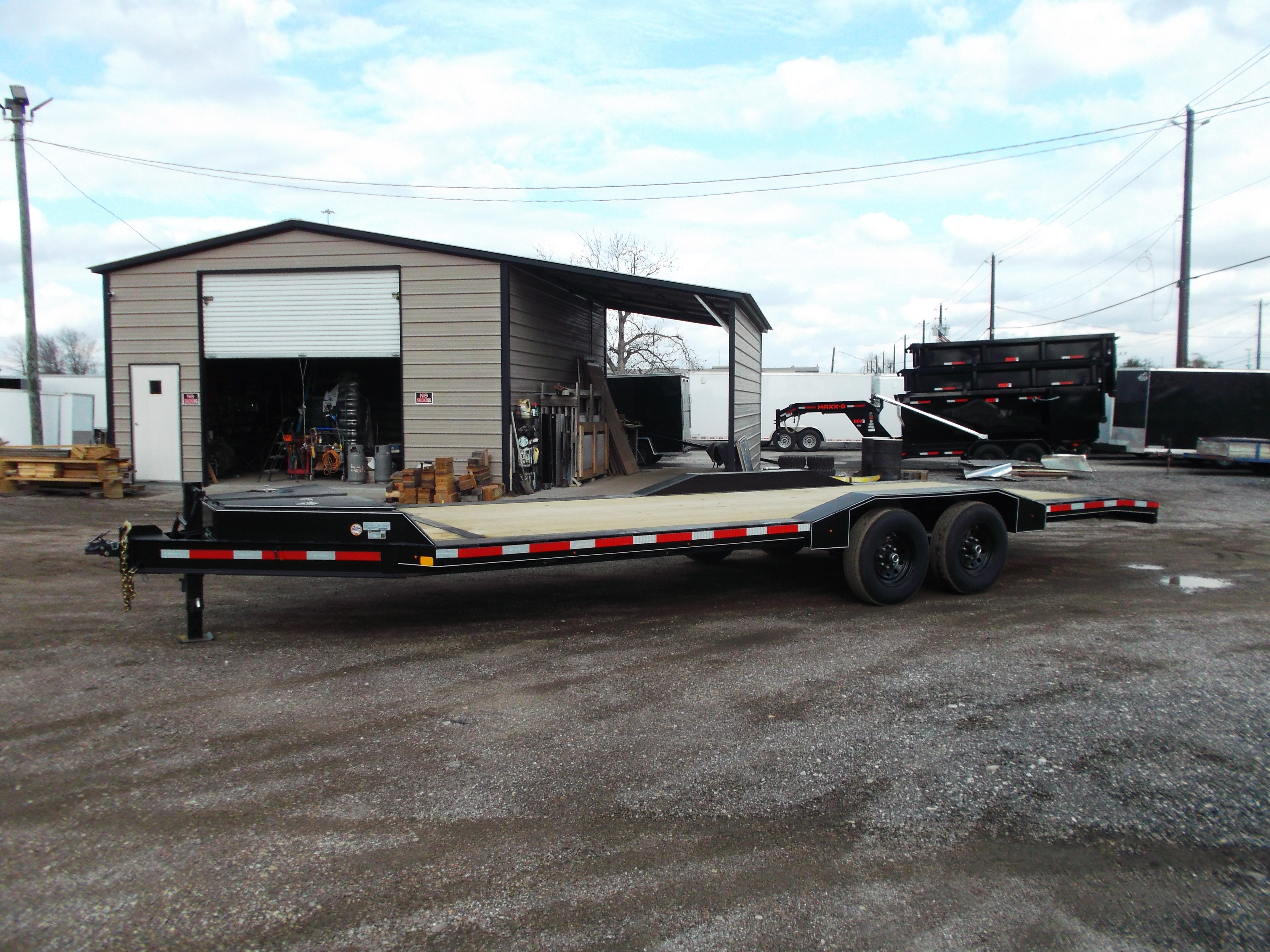 New 2026 J&C Trailers 102x24 12K Car Hauler / Equipment Hauler / 6K Axles / Drive Over Fenders / C-Channel Stow Away Ramps